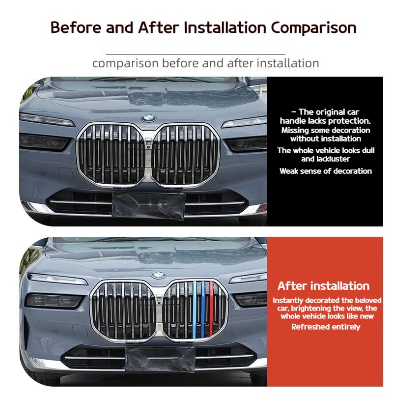 3Pcs ABS material For BMW 7 Series G70 2025-2025 M Grill Clip Car Racing Front Grille Trim Strips  Car Interior Accessories
