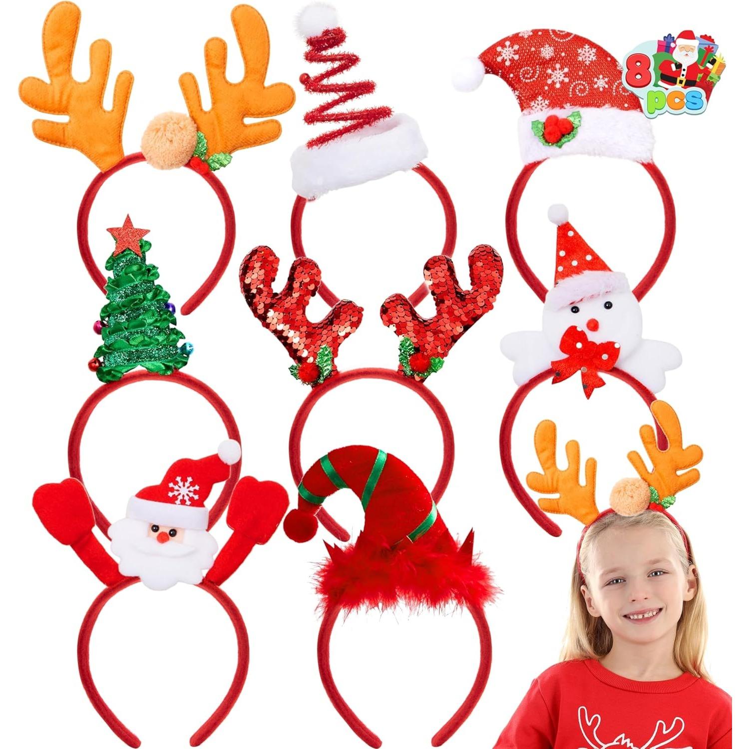 

JOYFY 8 шт. Рождественские повязки на голову, головные уборы, топперы, аксессуары для костюмов для детей, для рождественских вечеринок, рождественские праздничные сувениры, подарок