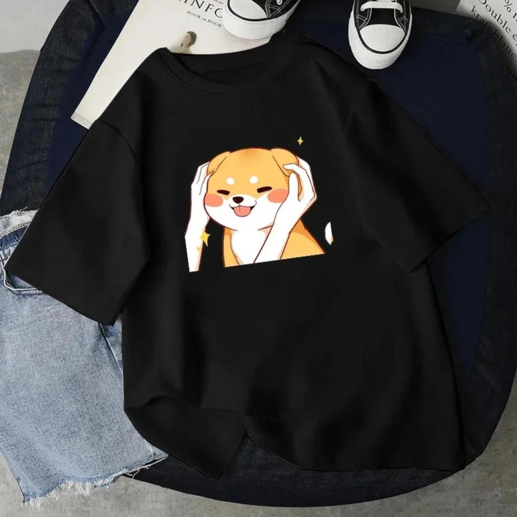 Funny Unisex Tshirts Kawaii Cute Shiba Inu Dog Printed Short Sleeve Tshirt Harajuku Summer Loose Streetwear Female Clothes Tops