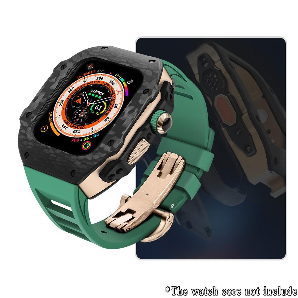 Luxury Carbon Fiber Modification Kit Compatible For Apple Watch Ultra3 49mm 44mm 45mm Iwatch Series 9 8 7 6 5 4 SE3/2/1 Ultra 3