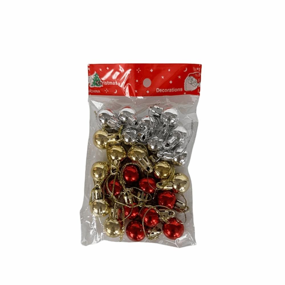 

24pcs Mini Red Christmas Balls Pendant Gold 2cm Plastic Hanging Ball Plastic Xmas Tree Pendant Gift