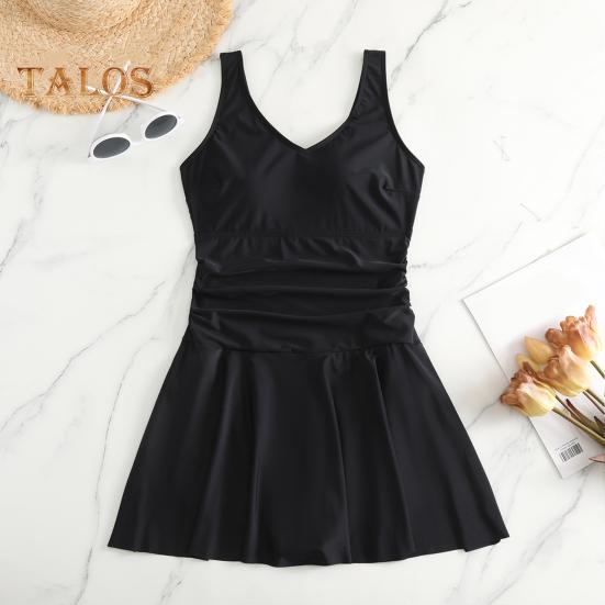 Ženy Květinový potisk Monokiny hluboký výstřih do V Splývavý lem Jednodílné plavky Slim Fit Plavky Šaty Styl Plážové oblečení