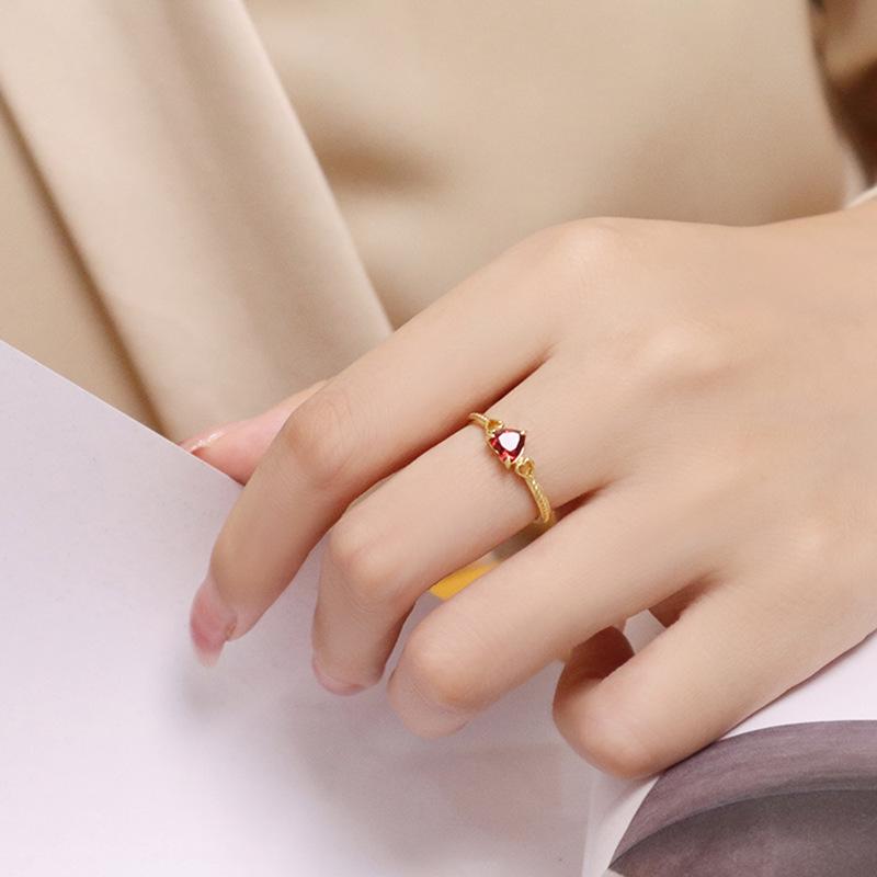 Gold-Plated S925 Sterling Silver Heart Ring - Light Luxury, Niche Design, Simple & Versatile Fashion for Women