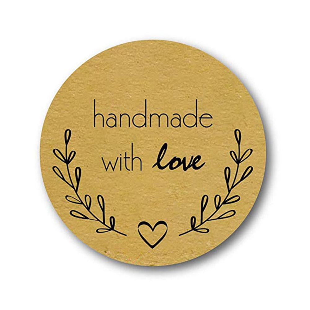 500Pcs Letters Stickers Round Self Adhesive Kraft Paper Labels Gift Tags