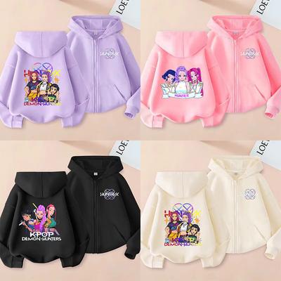 K-Pop Chasseurs de Démons Sweat à Capuche Zippé Zoey Rumi Manteau Mira Vêtements Huntrix Girl Veste d'Automne Sweat-shirt Anime Enfant Cadeau