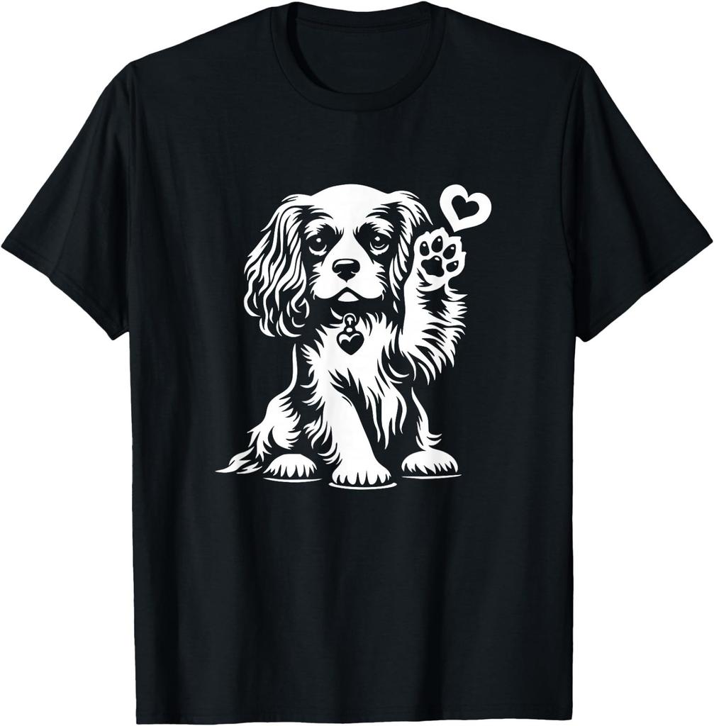 Cavalier King Charles Spaniel with Paw Dog Graphic Design T-Shirt