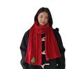 Season red knitted scarf Christmas gift thickened warm and cold scarf Japanese niche fashion versatile