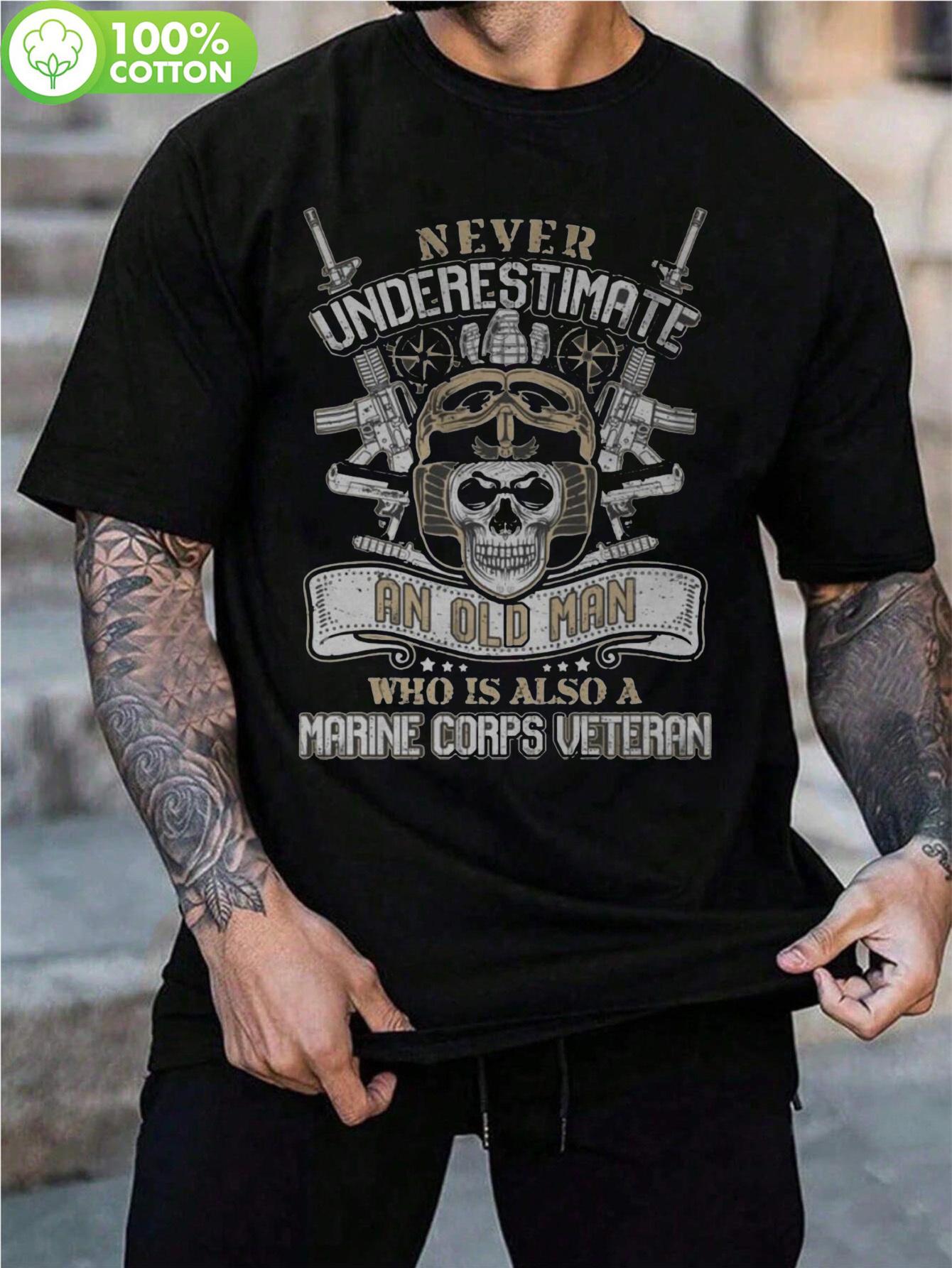 Marine Corps Veteran Graphic Tshirt - Never Underestimate... XL