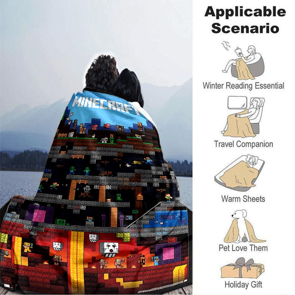 Minecraft Adventure Poster Blanket Soft Throw Blanket For Home Bedroom Bed Sofa Travel Office Solid Christmas Blanket