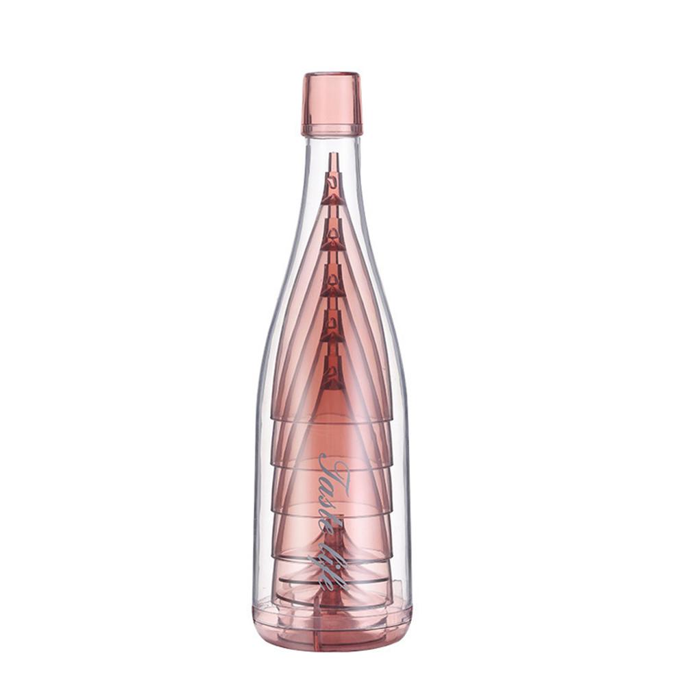 5Pcs Plastic Champagne Wine Glasses with Storage Bottles Clear Wine Glasses Champagne Glasses for Home Daily Life Party Birthday