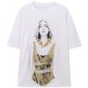 Fashion Style 2024 Autumn New Women's Clothing Easiest for Match Metal Print Cotton Comfortable Short Sleeve T-shirt 5644672