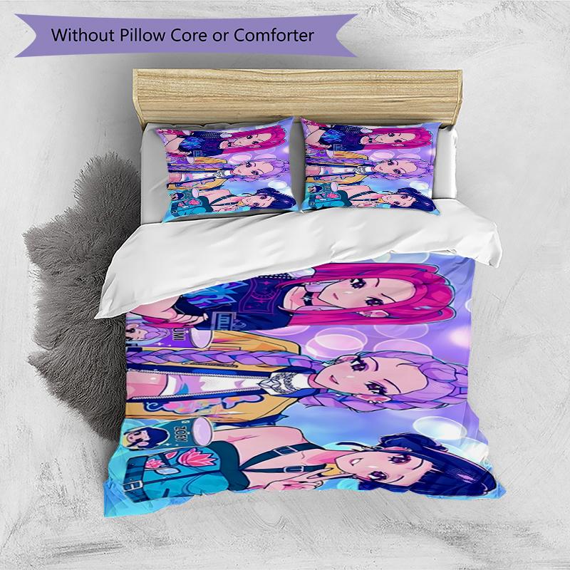 3pcs Duvet Cover Set (1*Duvet Cover + 2*Pillowcase, Without Core),KPop Demon Hunters Print Bedding Set, Bedroom Decor, All‑Season, Birthday Gift