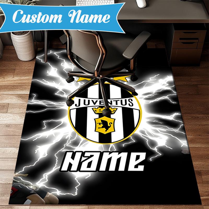 Custom Name Juventus Sportive Rug Game Carpet, Floor Mat for Bedroom Living Room Entryway Rug, Home Decor Idea Gift for Christmas Birthday