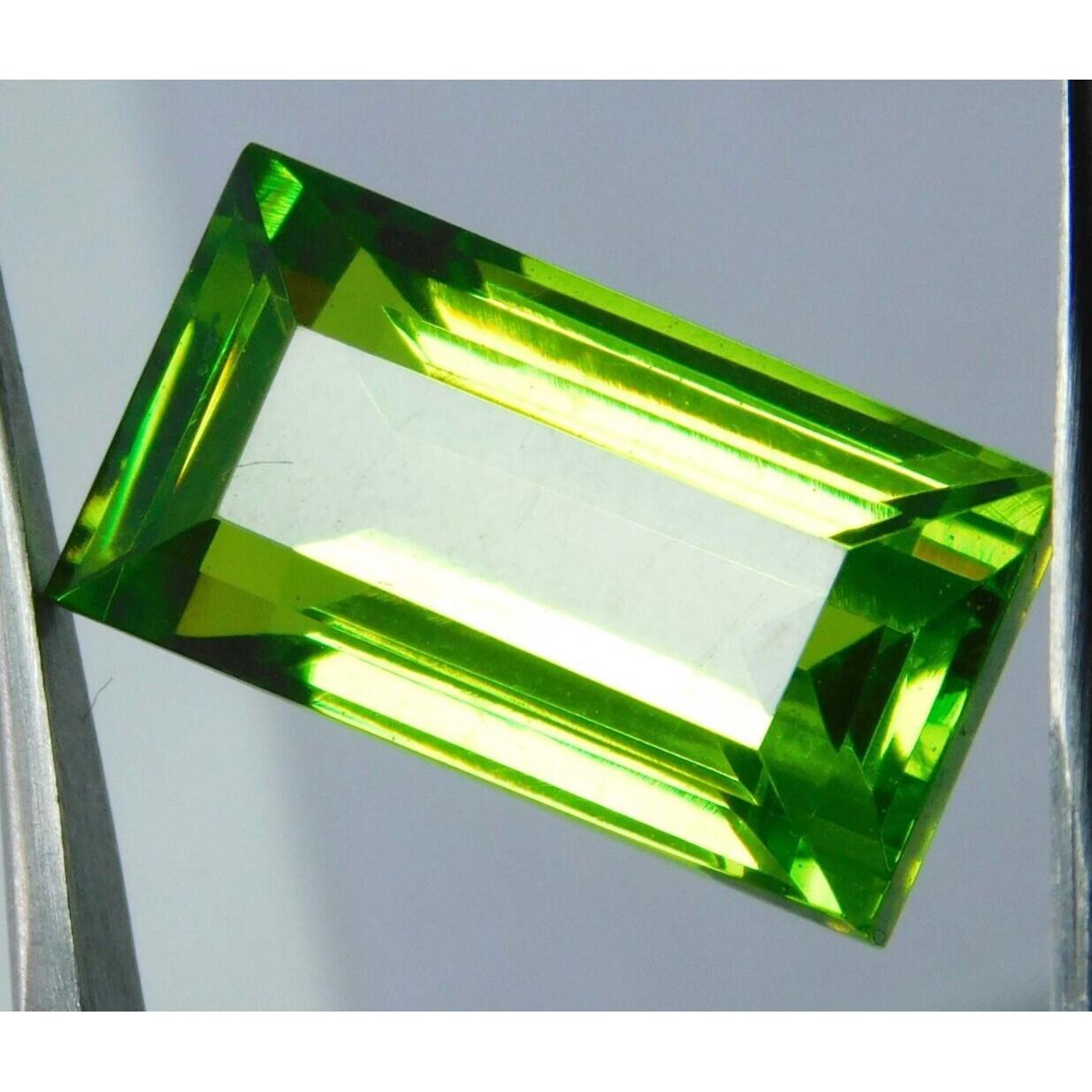 

9.52 Ct NATURAL Peridot EMRALD Shape Loose Gemstone CERTIFIED 13.02 mm approx
