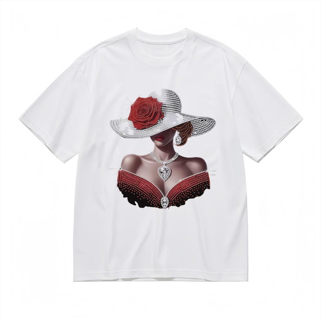Women's Comfy Breathable Classic T-Shirt Mens Womens Tees Top Glamorous Woman Design Printed Tee