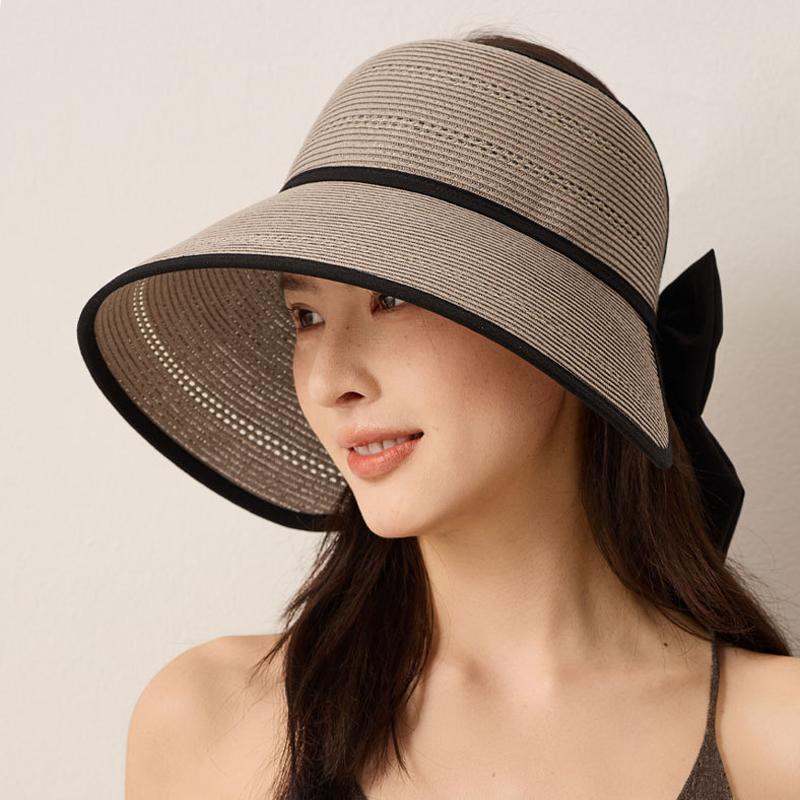 Summer Straw Sun Hat Women's Outdoor Big Eave Hare Hat Foldable Beach Sun Hat