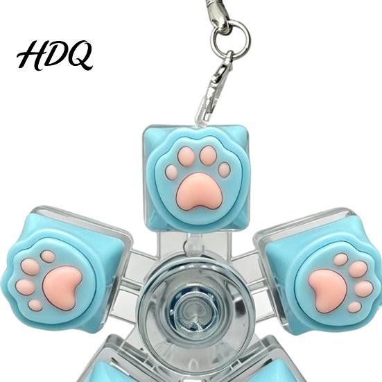 Mechanical Click Keyboard LED Light-up Fidget Spinner Toy Decompression Button Finger Clicker Glowing 2/3/4/5/6-Keys Keychain Stress Relief