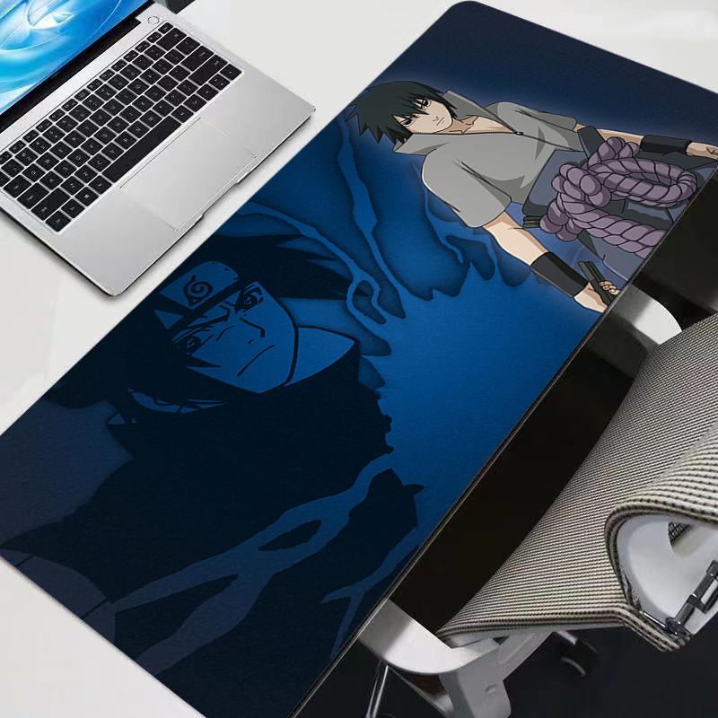 Desk Mat Black And White Mousepad Anime Nnaruto Mouse Pad Pc Accessories Gamer Keyboard Pad Sasuke Uchiha Gaming Extended Mats