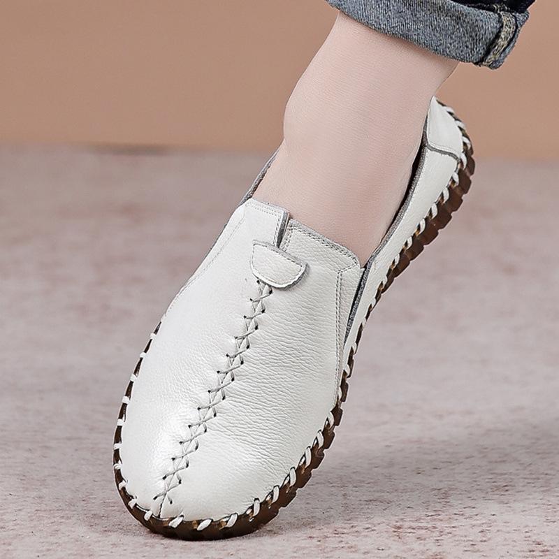 Women's Genuine Leather Handmade Comfort Shoes - Soft Sole Flats for All Seasons