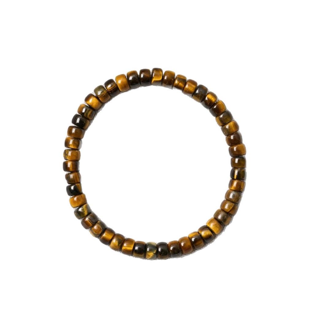 Natural yellow tiger eye stone straight-cut disc bead bracelet Men's and women's yellow tiger eye stone crystal bracelet jewelry