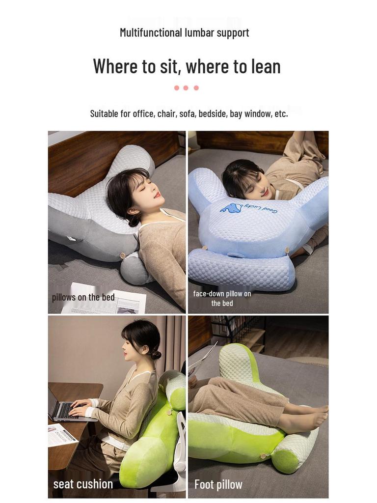 Cooling Bean Ice Animal-Shaped Lumbar Cushion - Cute Cartoon Dinosaur, Rabbit, Dolphin Headboard Pillow