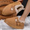 Fashion Adjustable Buckle Platform Snow Boots Women Solid Color Faux Suede Snow Boots Woman Soft Short Plush Warm Shoes Winter 2025