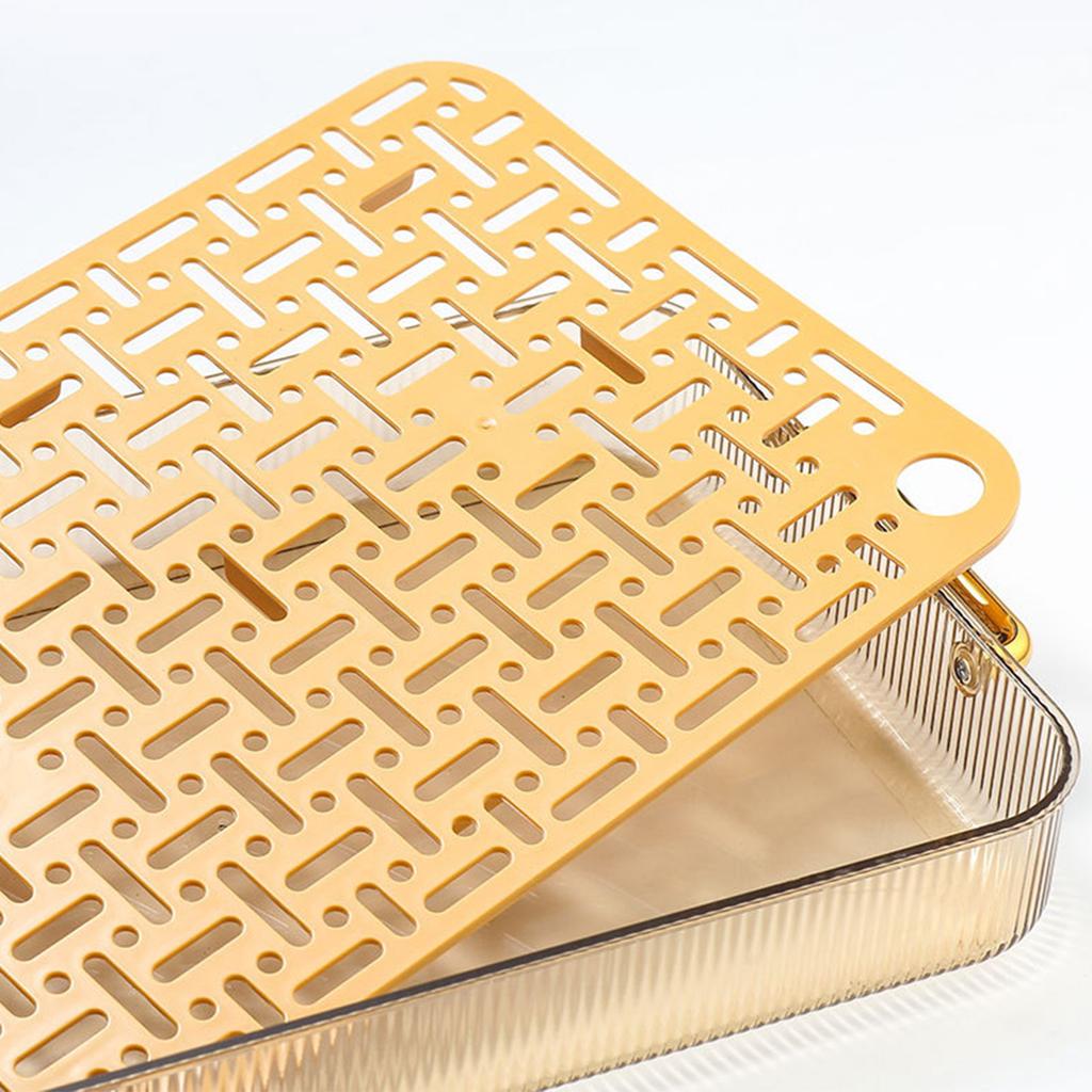 Double Layer Water Drainage Tea Tray with 2 Handle Decorative Fashionable Water Drainage Tea