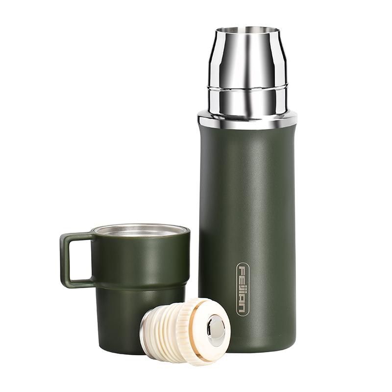 600ml Vacuum Insulation Travel Cup Stainless Steel Double Layer Thermos Handle Cup Lid Vacuum Flask