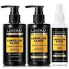 Shampoo, Conditioner & Shine Hair Spray Set Hair Smoothing Products for Glossy Hair, Sleek Looks & Frizz Control