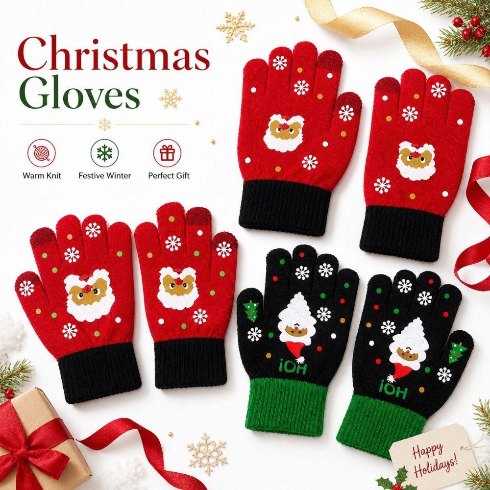Stretchy Christmas Knit Glove Soft Knit Half Finger Glove New Winter Touchscreen Glove Outdoor
