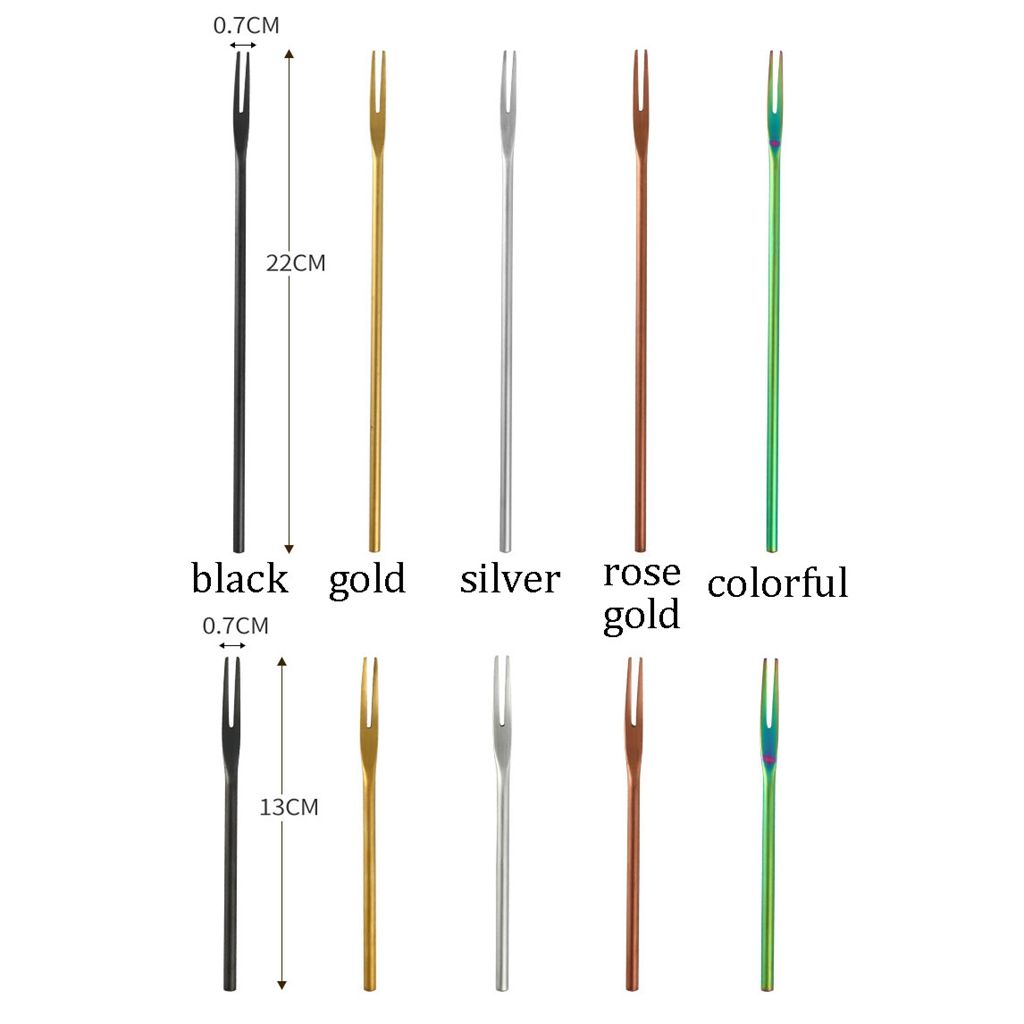 Stainless Steel Sanded Solid Fruit Fork Candy Dessert Food Fruit Toothpick Kitchen Supplies Tableware Utensil