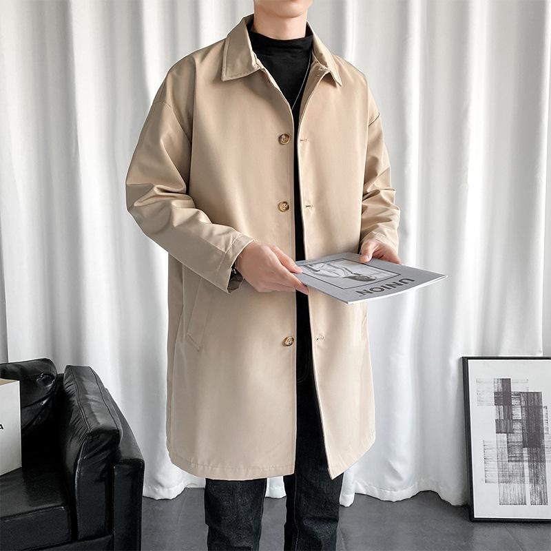 Frühlingsjacke Herren Casual Herren koreanischen Stil Mantel Herbst mittellangen Revers Herren Windbreaker