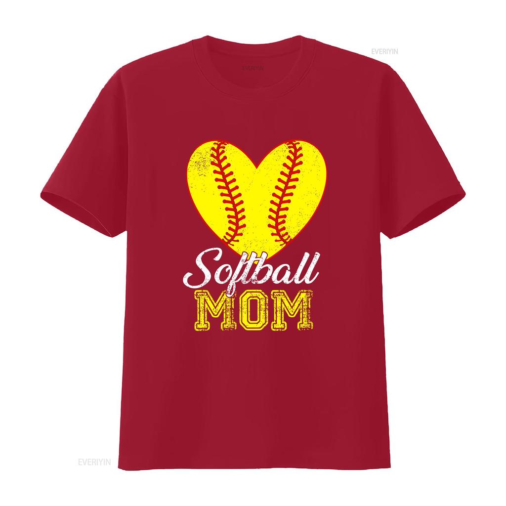 Softball Mama T-Shirt Herz Damen Spieltag vintage gewaschen Lässig Streetwear Mode Stilvolle Designer Kleidung Grafik Leicht