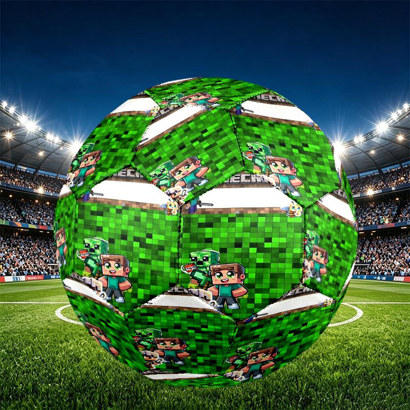 Minecraft Print Size 5 Soccer Ball, PU Wear Resistant Football for Match Training and Daily Practice, Birthday Gift for Soccer Fans