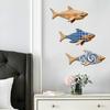 3 Pcs Wood Shark Wall Art, Rustic Shark Ocean Fish Sculpture, Nautical Sea Creature Wall Hanging Decor for Lake House, Bathroom, Home Decor