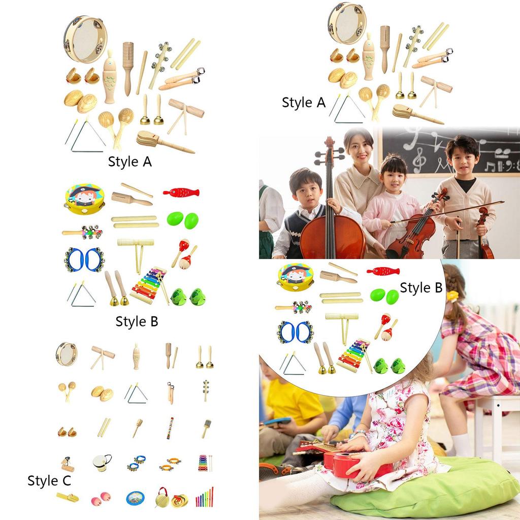 Wooden Musical Instruments Set for Toddlers, Percussion Toys for Kids Birthday Celebration