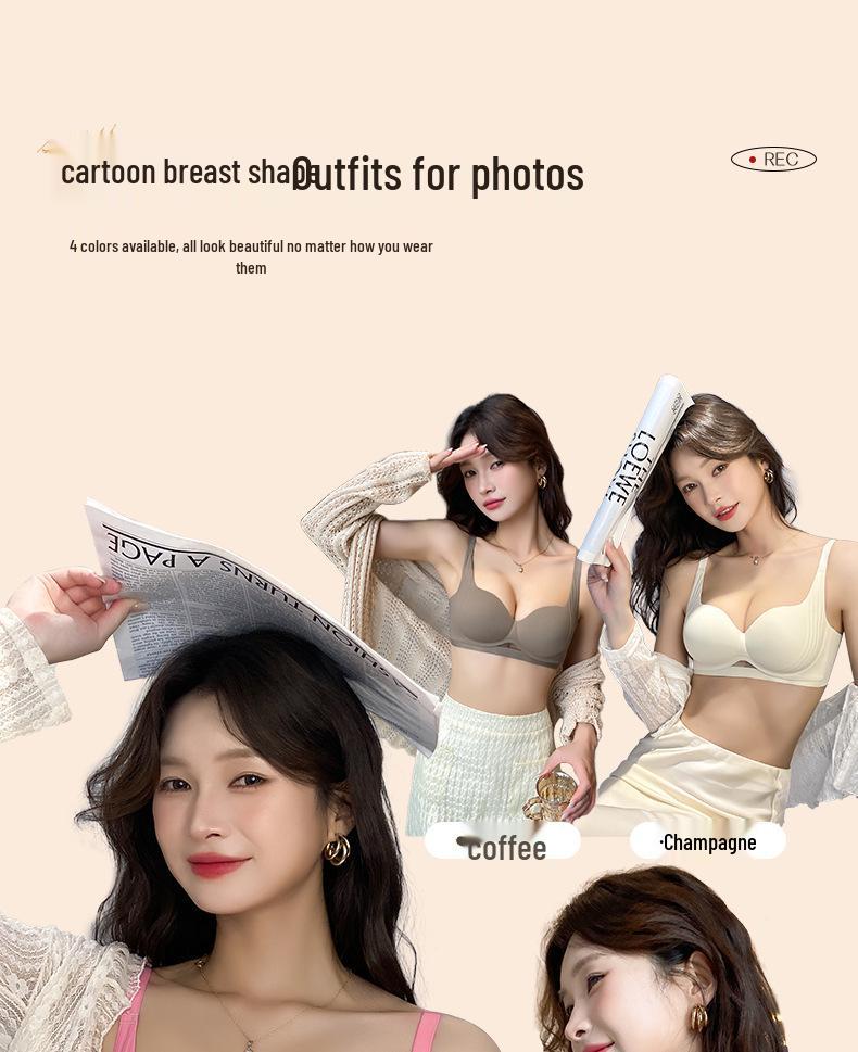 Seamless Push-Up Bra with Side Support: Sexy Cutout Design for Comfort, Lift, and Enhancement of Small Chests.
