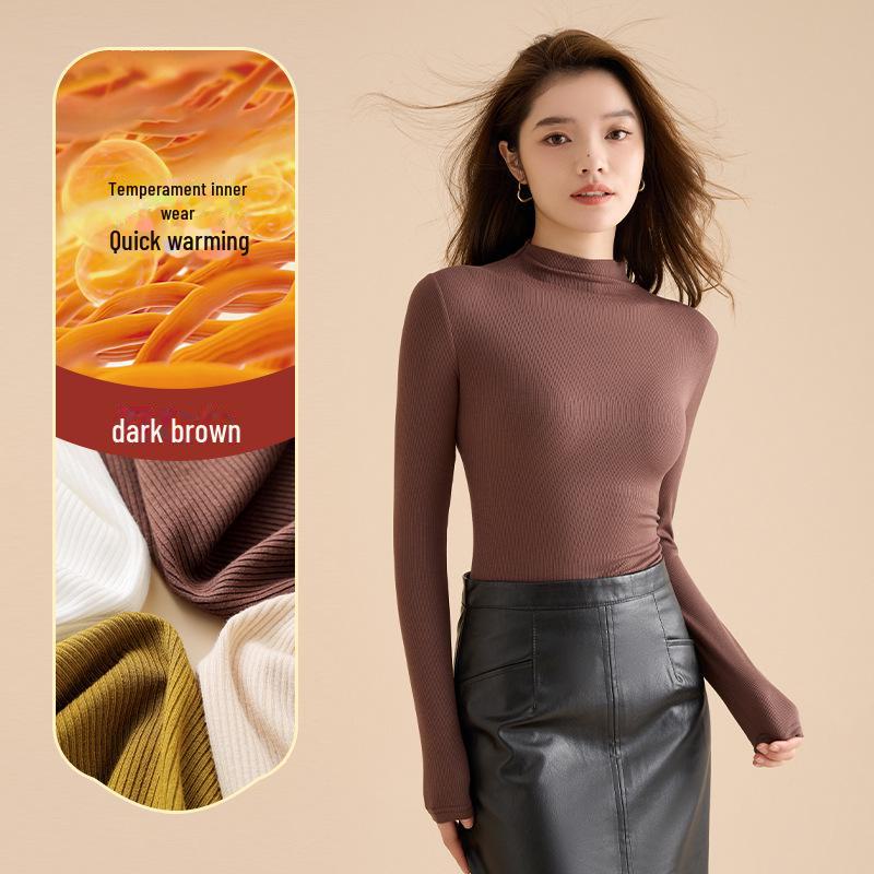 

Женская облегающая водолазка с длинным рукавом и воротником-стойкой - Коллекция Осень/Зима 2024 M (90-110 catties) темно-коричневого