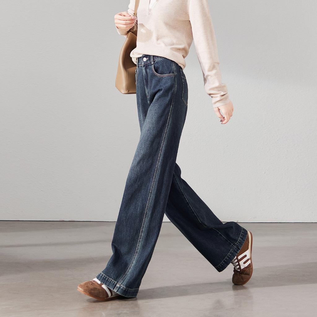 Cotton High-Waisted Wide-Leg Jeans for Women