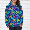 Womens Fashion Blue Beautiful Butterfly Print Loose Hoodie Tops Blouse Sweatshirt Casual Long Sleeve Pullover Tops