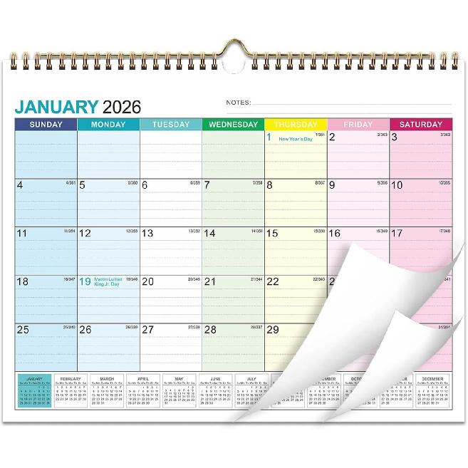 2026 Wall Calendar - 18 Monthly Calendar 2026-2027, Jan 2026 - Jun 2027, 15  x 11.5 , Hanging Wall Calendar 2026 with Thick Paper, Lined Block,