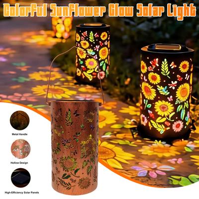 Colorful Sunflower Glow Solar Light LED Outdoor Solar Powered Hanging Light IP65 Waterproof for Terrace/Porch/Lawn/Path