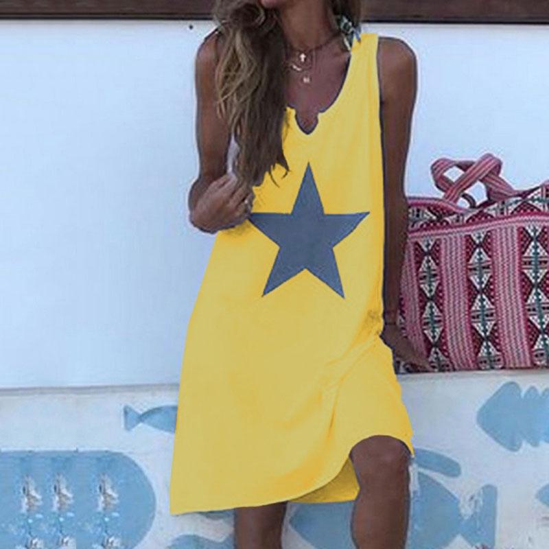 Women Dress Fashion Sleeveless Sexy V Neck Summer Casual Plus Size Mini ...