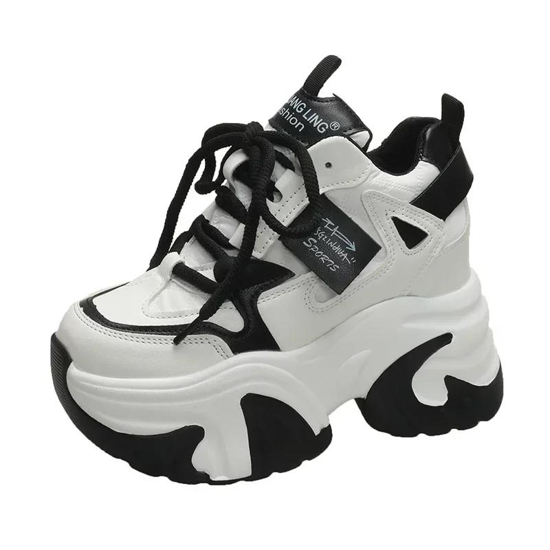 High Platform Sneakers Women 2025 Thick Sole Sports Ladies Trainers Vulcanized Shoes Woman Chunky Sneakers Zapatillas Mujer 10CM