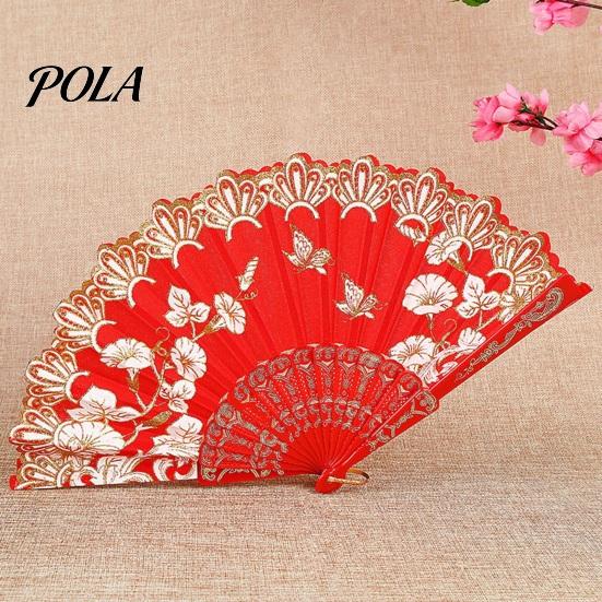 Pocket Fan Handheld Vintage Style Bright Color Exquisite Pattern Fine Workmanship Ultralight Collapsible Cloth Retro Chinese Folding Photography Prop