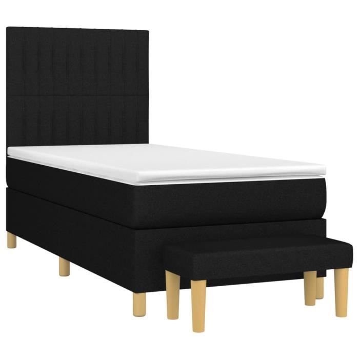 3137271 vidaXL Lit à sommier tapissier et matelas Noir 80x200 cm Tissu