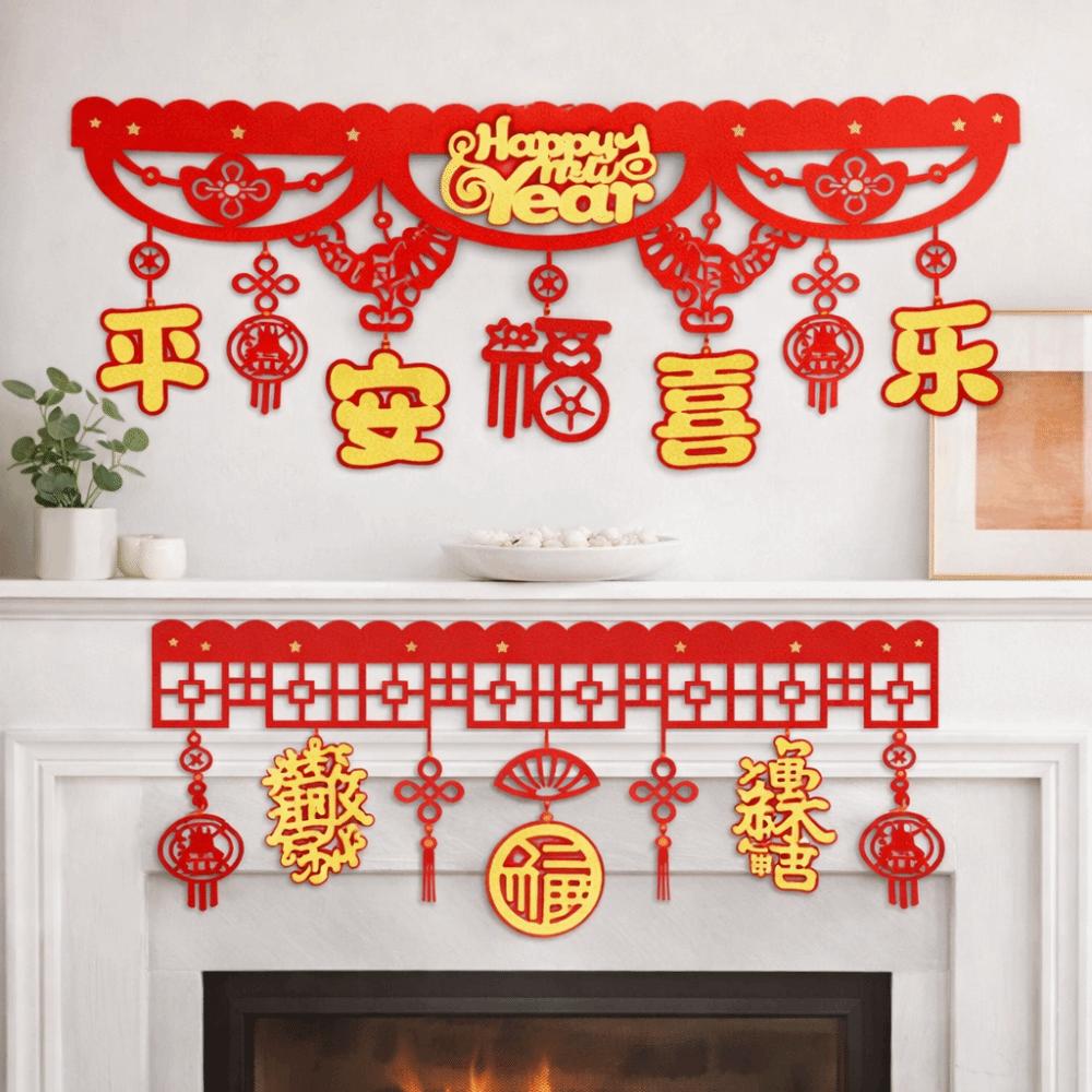 Decorative Chinese New Year Dragon Banners Felt Spring Festival Banner Door Curtain  Shopping Mall