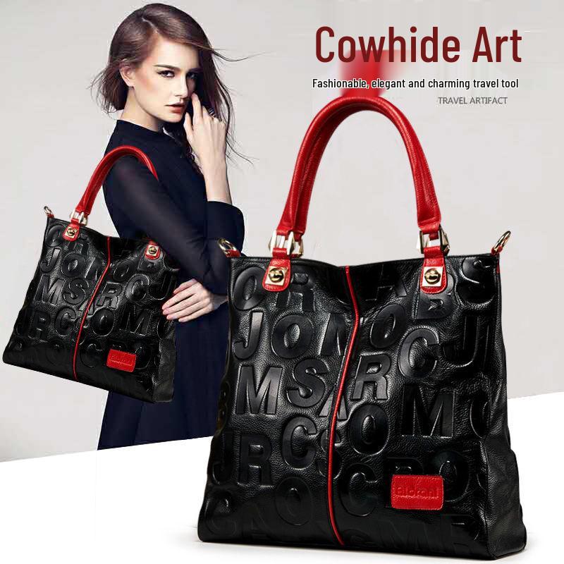 2025 New European & American Style Women's Genuine Leather Large Capacity Crossbody Shoulder Tote Bag