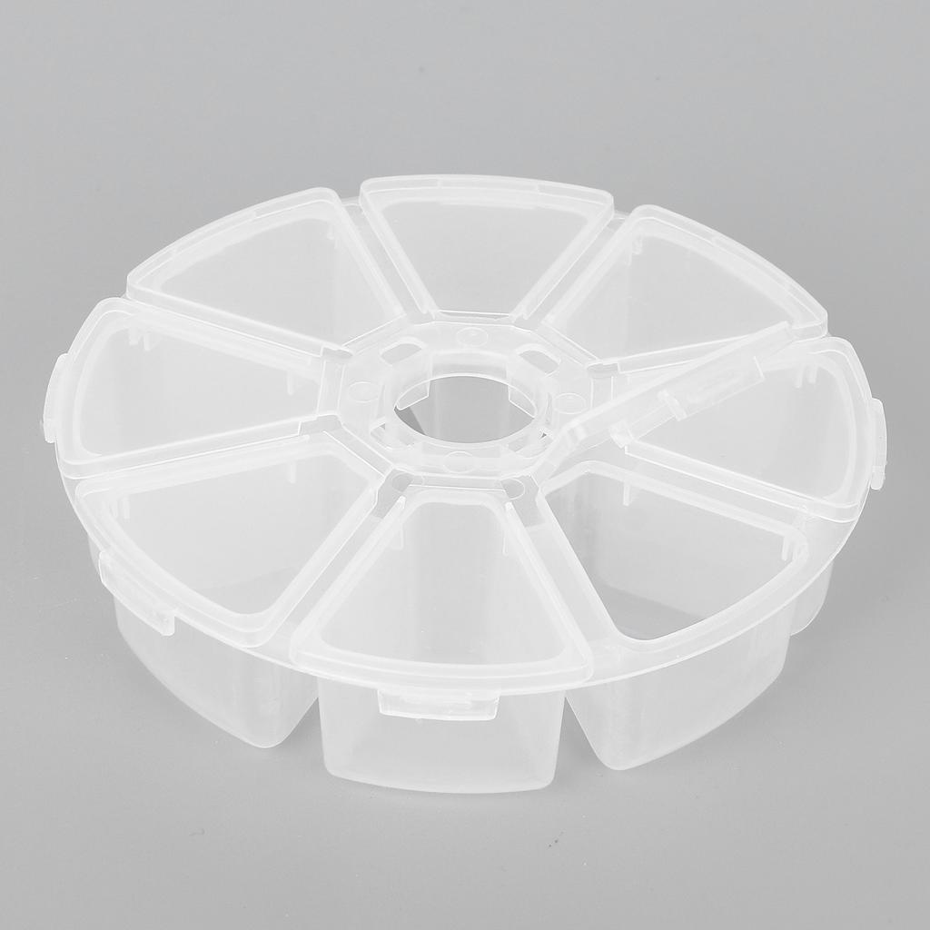 8 Fack Rund Klar Plastlåda Avdelare Förvaringsbehållare för Pärlor Smycken DIY Hantverk Nagelkonst Artiklar