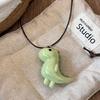 Stylish Long Chain Necklace Resin Dinosaur Pendant Neckchain for Women and Men Vintage Jewelry Unique Animal Accessory